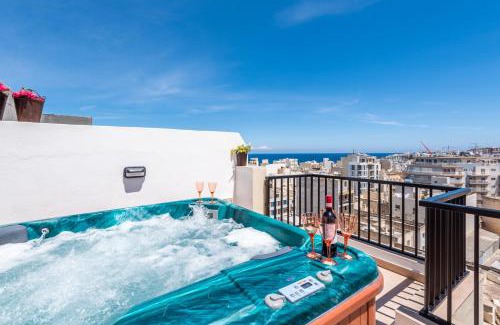 Bugibba Apartment | Seashells Sea View Penthouse with private Hot Tub & large sunny terrace with stunning views - by Getwaysmalta