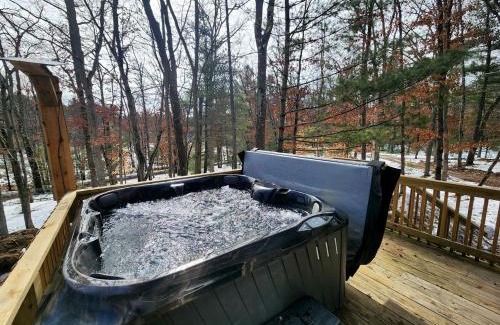 Paris House | Secluded Luxury Cabin with Hot Tub on 10 Private Acres near Trails in Reed City, Michigan