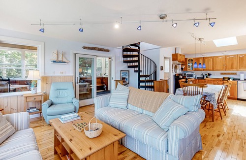 Phippsburg House | Secluded waterfront home with firepit, gas grill, kayaks, dock, balcony, & patio