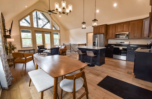 Ellijay House | Side-by-side mountain cabins with hot tubs, views, & ample entertainment space