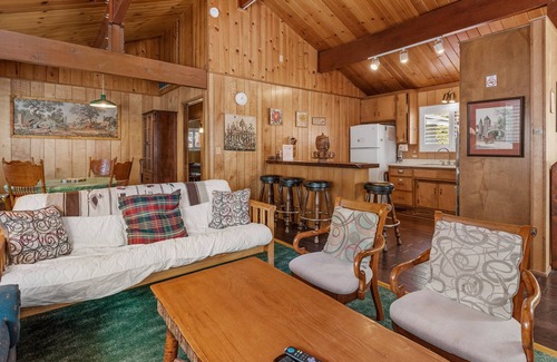 Whispering Forest Cabin | Snowridge - Walk to Oktoberfest & Snow Play, Fireplace, Deck, Barbecue