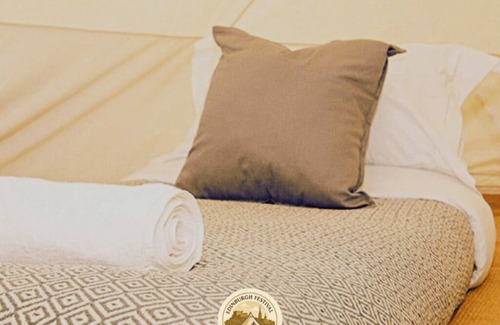 Danderhall RV Rental | Spacious Bell Tent Nestled in Our Orchard Field at Edinburgh Festival Glamping!