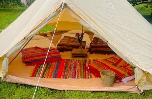 Gilmerton RV Rental | Spacious Bell Tent Nestled in Our Orchard Field at Edinburgh Festival Glamping!