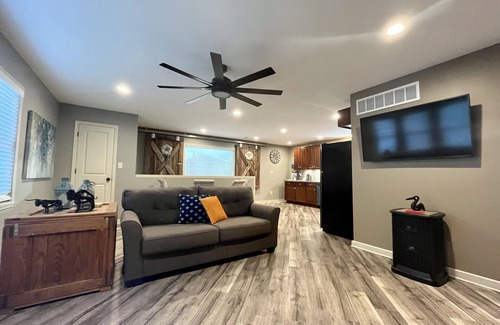 Hays Apartment | Stay in historic downtown Hays in upscale accommodations