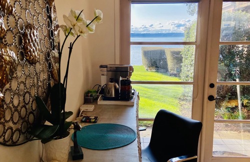 Redondo Apartment | Stunning Water, Sunset and Sound View Getaway Suite with hot tub and firepit