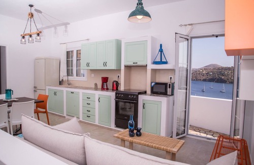 Leros Villa | Sunrise Bay. Modern Cycladic House near the beach with a magnificent view.