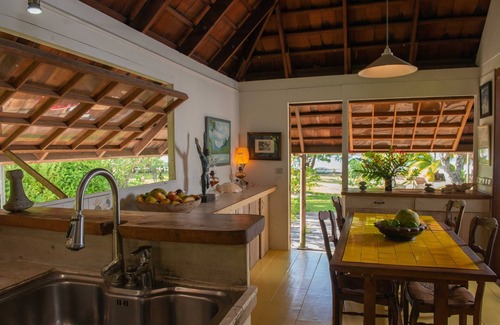 Cook's Bay Villa | Tahiti beach house, beachfront wooden villa on tilts, under trade winds, Moorea