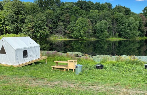 Town of Marbletown RV Rental | Tentrr Signature Site - Lakeside Tents in Historic Orchard