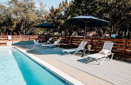 Austin Cabin | The Bison cabin in a gated 2 acre boutique tiny home resort with pool!