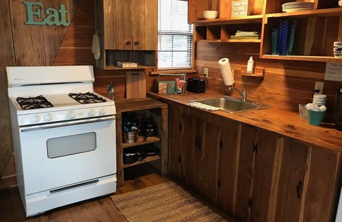 Eustace Cabin | The Bluegill A-frame cabin at Bluegill Lake Cabins