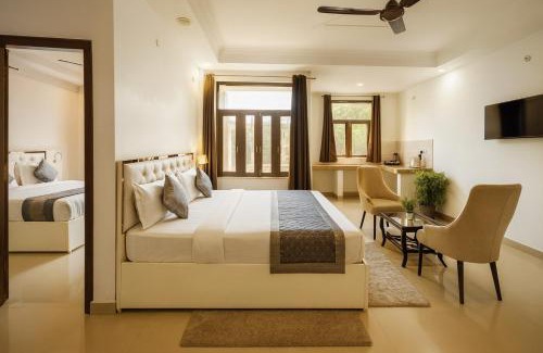 Harda Hotel | The Ginger, Vrindavan #Big Swimming Pool #luxury Rooms # Lush Garden # Family Friendly # Kids Play Zone # Calm & Spiritual Vibes # Away From City Hustle# By elegance group#