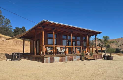 Hollister Cabin | Tiny Home Cabin. Farm animals. National Parks., The Pinnacles & Hollister Hills
