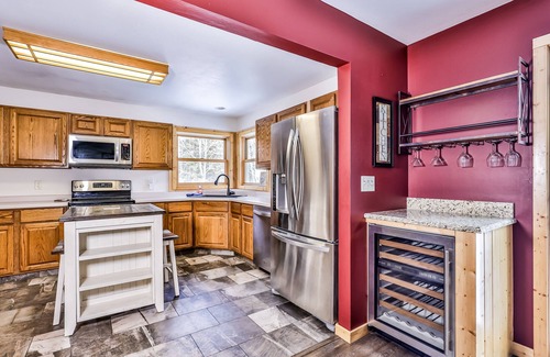 Mercer House | Tree-lined home with gas grill, firepit, & fireplace - walk to lake