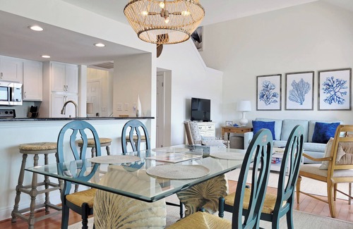 Litchfield by the Sea Condo | Two-Story Beach Townhouse, Lake View, Easy Walk to Beach, Pool, Covered Parking