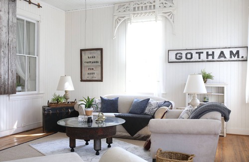 Gotham Cottage | Unique! A renovated old railroad depot turned into a cozy cottage.