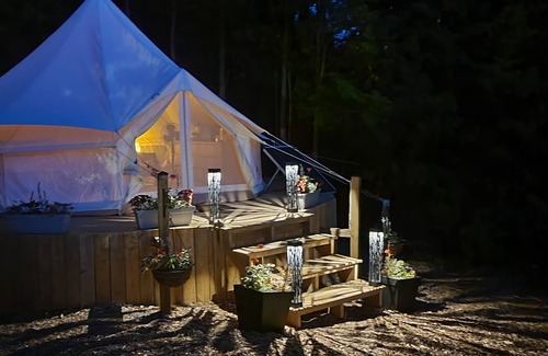 Tyrone RV Rental | Unique bell-tent glamping experience in the Oak Ridges Moraine Forest.
