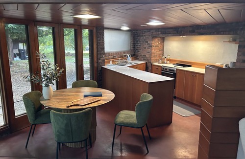 Alto Ski Chalet | Usonian Frank Lloyd Wright Inspired River House on the Thornapple River