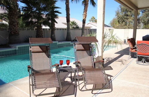 Paradise House | Vegas Haven! Sleeps 8! Private Home w/Pool & Hot Tub in Gated Community, Dogs OK