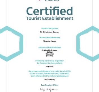 Queens Quarter House | Victorian House - South Belfast Lisburn Road - Northern Ireland Tourist Board Approved