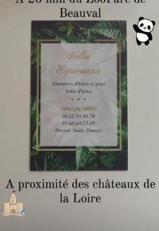 Valencay Bed & Breakfast | VILLA ESPERANZA Chambre de plain-pied, indépendante, proche Zoo de Beauval et Châteaux de La Loire