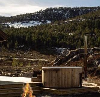 Kviteseid Ski Chalet | Villa Lakehouse Cedar with sauna, boat & jacuzzi