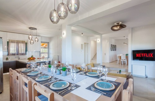 Agia Pelagia Villa | Villa Ourania with private pool and panoramic view, Sleeps 24+