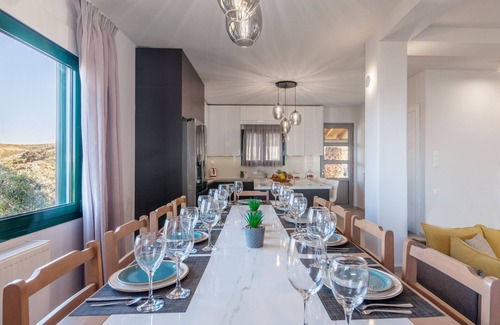 Agia Pelagia Villa | Villa Ourania with private pool and panoramic view, Sleeps 24+