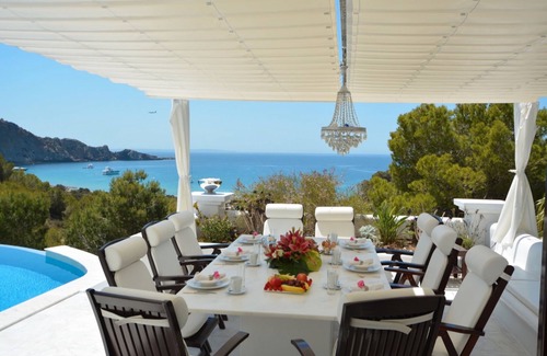 Sant Josep de sa Talaia Villa | Villa 'Rica Ibiza' with Sea View, Wi-Fi and Air Conditioning