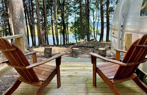 Mariaville Cabin | Vintage Downeast Airstream + Tiny House A-Frame Cabin near Acadia, Fabulous View