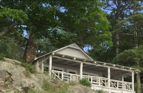 Neshobe Beach Cottage | Waterfront Adirondack Style Rustic Cottage great sunsets