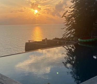Pisses Villa | Waterfront villa "Afros" with a pool, direct access to the sea and a small beach