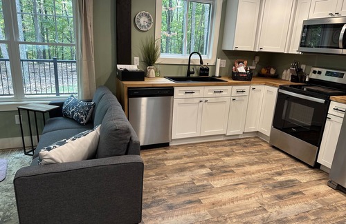 Hedgesville Cabin | Whiskey Acres - Modern Cabin w/HotTub, Firepit, CornHole + Axe Throwing Areas