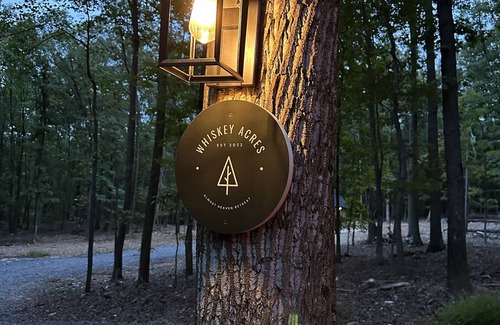 Hedgesville Cabin | Whiskey Acres - Modern Cabin w/HotTub, Firepit, CornHole + Axe Throwing Areas