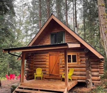 Regional District of Nanaimo House | Wind Down Log Cabin in the Woods with Cozy Woodstove