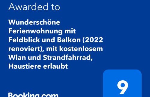 Boergerende-Rethwisch Apartment | Wunderschöne Ferienwohnung mit Feldblick und Balkon, mit kostenlosem Wlan und Strandfahrrad, Haustiere erlaubt