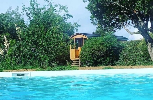 2 or 4-seater caravan in wooded park.