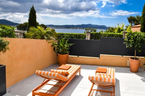 A 5 min à pied de la plage et 10 min du port, T2 vue mer avec vaste terrasse et parking privé - prestations haut de gamme