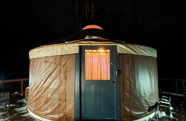 A yurt in the trees. Close to Portland but close to nature. Treeyurt Maine