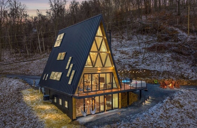 Ava A-Frame Hot Tub Theater Hidden Stair EV Charge