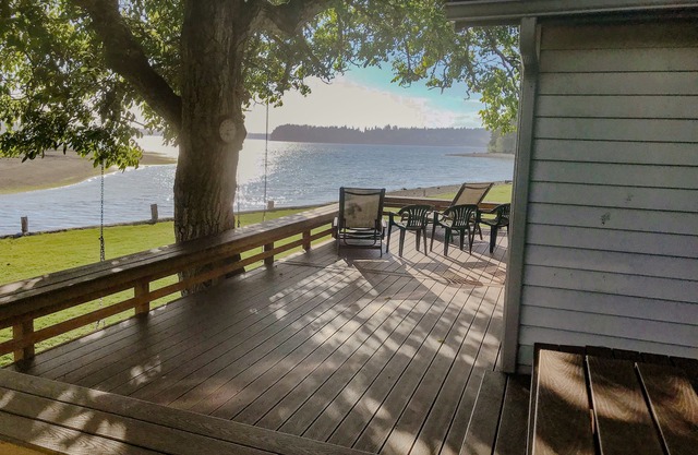 Beach house on the bay with pickleball court