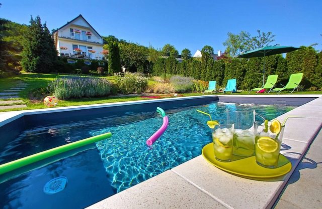 Big garden, pool and wonderful view of the lake Balaton