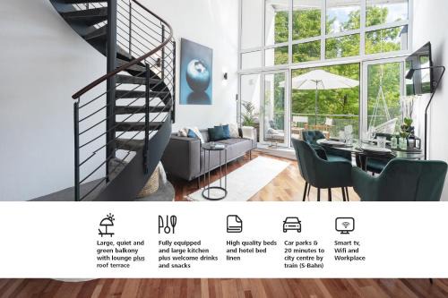 Blueberry Living - Design Loft nahe München - Dachterrasse - S-Bahn