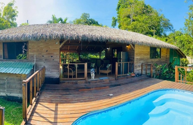 Caribbean wooden house with swimming pool