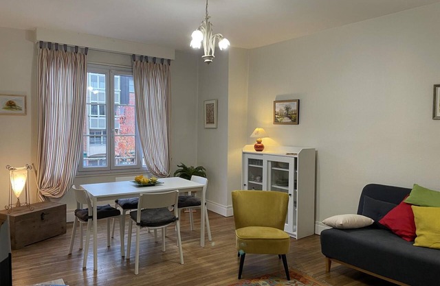 Charming Apartment in Central Moulins: 1BR, Balcony, Market Views, Free Parking, Wi-Fi