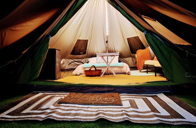 Creekside Glamping Tent in the Smoky Mountains at Honesuckle Springs