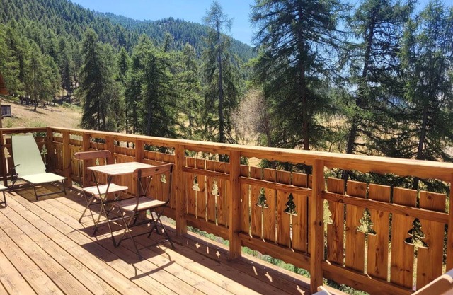 Detached wooden chalet, La Joue du Loup (200m walk to ski slopes and shops)