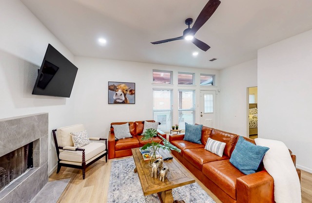 Dog-friendly brick home near golf with pool, central AC, & washer/dryer