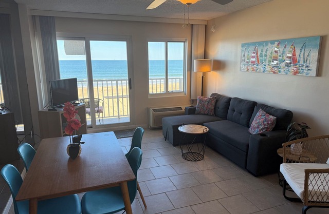 Dolphin Beach condo with indoor pool, ocean views, steps to the beach