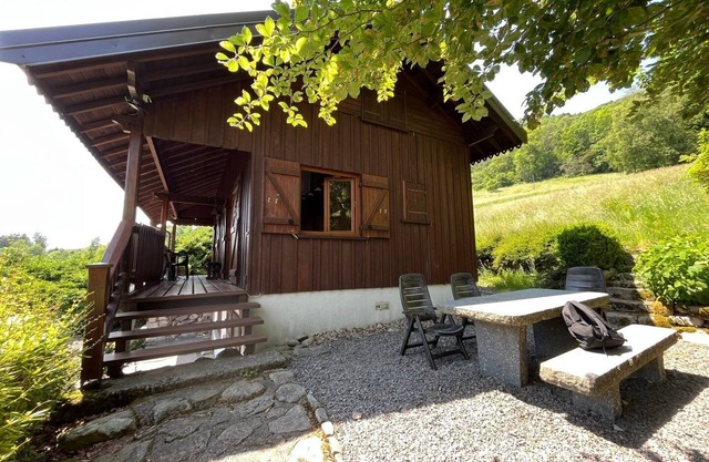 Entire chalet, panoramic views, stream and sauna.