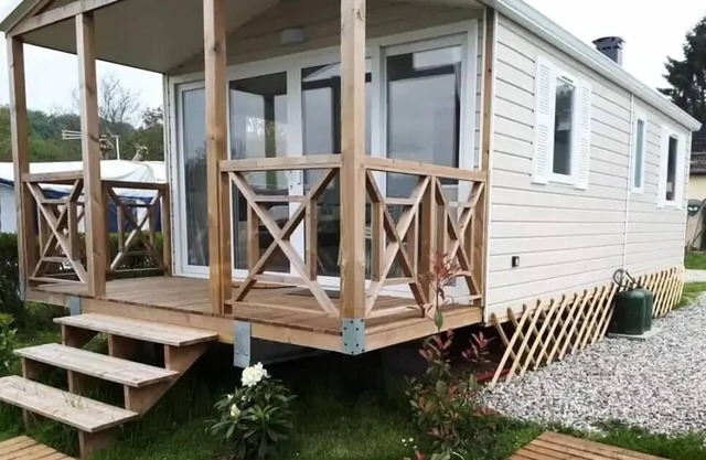 Flower Camping Des 2 Rivières * - Mobile Home Comfort TV - 2 bedrooms + terrace - 4 people